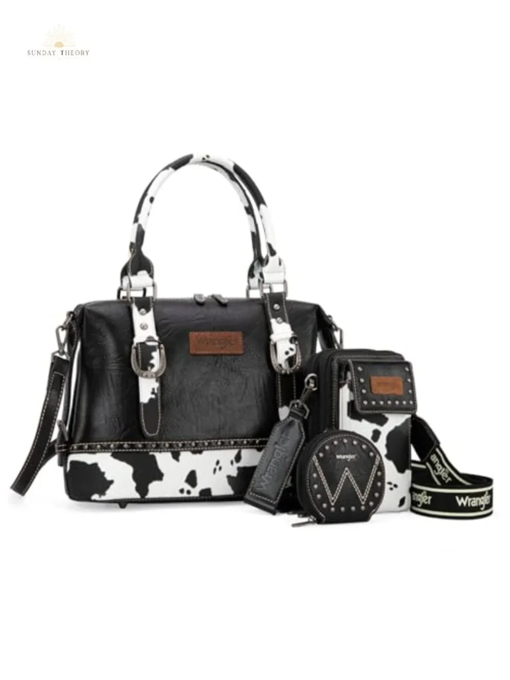 Wrangler Doctor Bag 3Pc Set Leather Satchel Purse w/ Detachable Strap